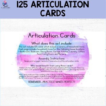 Speech Therapy Online - Speech Therapy Vocabulary Goals - 125 Articulation Cards - Image 3
