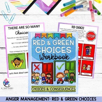 ANGER MANAGEMENT WORKSHEETS Red and Green Choices - Red Choice Green Choice - Image 2
