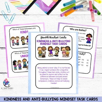 KINDNESS and ANTI-BULLYING Mindset Task Cards- Behavior Counseling Lesson Plan - Image 2