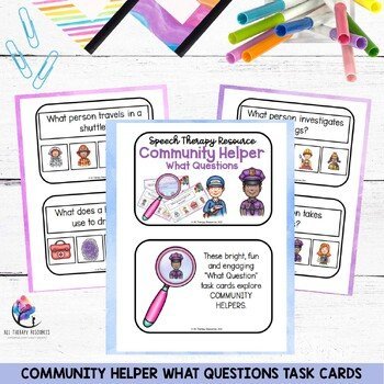 Community Helper What Questions Task Cards - Speech Therapy Literacy Preschool - Image 2