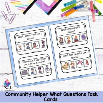 Community Helper What Questions Task Cards - Speech Therapy Literacy Preschool - Image 4