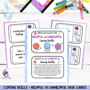 COPING SKILLS - Helpful vs Unhelpful Task Cards - Behavior Growth Mindset - Image 2