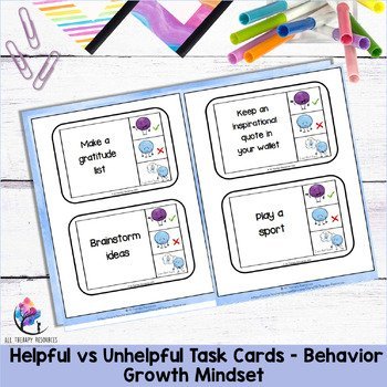 COPING SKILLS - Helpful vs Unhelpful Task Cards - Behavior Growth Mindset - Image 4