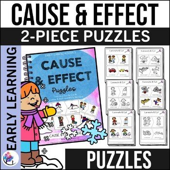 Cause and Effect - 2 Piece Puzzles Task Cards - PRINTABLE NO PREP