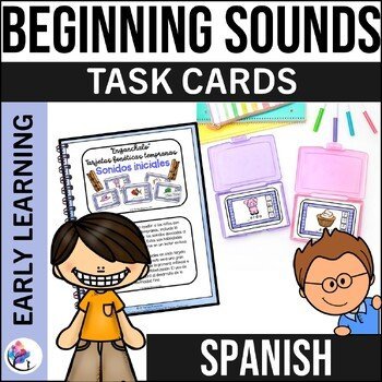 Beginning Sounds Early Phonic Sounds Peg It Task Cards - SPANISH VERSION