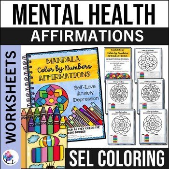 MENTAL HEALTH AWARENESS LESSON - Mandala Color by Numbers Positive Affirmations