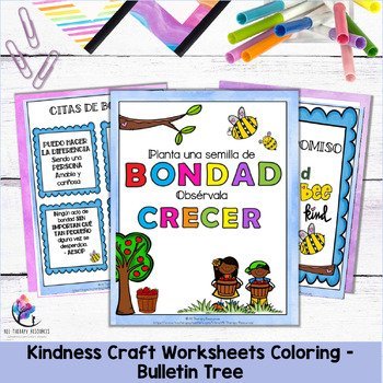 KINDNESS ACTIVITIES - Kindness Craft Worksheets Coloring - Bulletin Tree SPANISH - Image 4