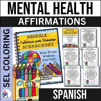 MENTAL HEALTH AWARENESS LESSON - Mandala Color by Numbers - SPANISH VERSION