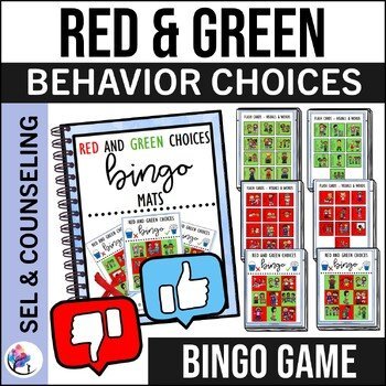 Red and Green Positive Behavior Choices BINGO Counseling Game