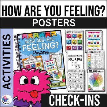 Feelings Chart - Colour Emotion Activity Check-in & Exit Tickets - MONSTER THEME