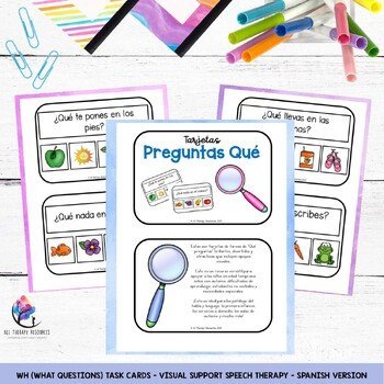Wh (What Questions) Task Cards - Visual Support Speech Therapy - SPANISH VERSION - Image 2