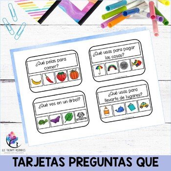 Wh (What Questions) Task Cards - Visual Support Speech Therapy - SPANISH VERSION - Image 3