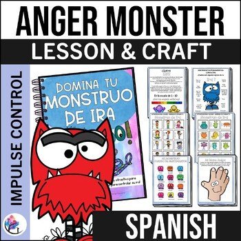 ANGER MONSTER Lesson Activity | Impulse Control Workbook Craft - SPANISH VERSION