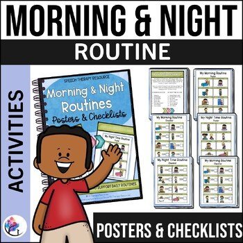 Morning & Night Time Routine Poster & Checklist - Daily Routine Supports Autism