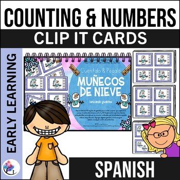 Winter Math Activities Preschool Winter Counting Clip Cards - SPANISH VERSION