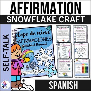 Growth Mindset Affirmations Winter Snowflake Craft Counseling - SPANISH VERSION