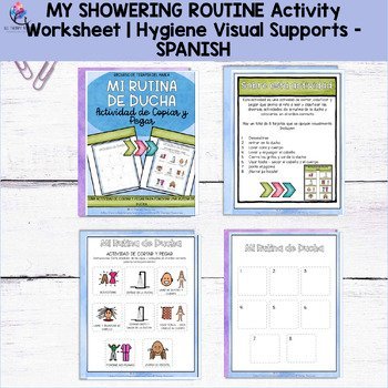 MY SHOWERING ROUTINE Activity Worksheet | Hygiene Visual Supports - SPANISH - Image 3
