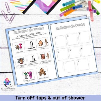 MY SHOWERING ROUTINE Activity Worksheet | Hygiene Visual Supports - SPANISH - Image 4