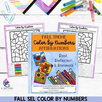 FALL SEL Color by Numbers - Fall Coloring Pages Counseling Activities Fall Craft - Image 2