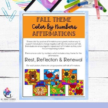 FALL SEL Color by Numbers - Fall Coloring Pages Counseling Activities Fall Craft - Image 4