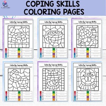 WINTER Color by COPING SKILLS Coloring Pages - Counseling Activities - Image 3