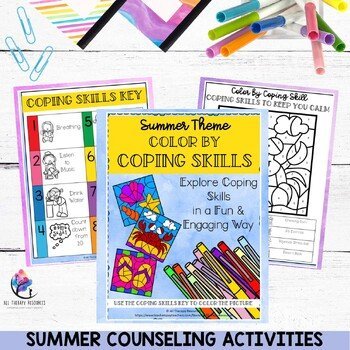 SUMMER COLORING PAGES I Color by COPING SKILLS I Summer Counseling Activities - Image 2