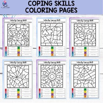 SUMMER COLORING PAGES I Color by COPING SKILLS I Summer Counseling Activities - Image 3
