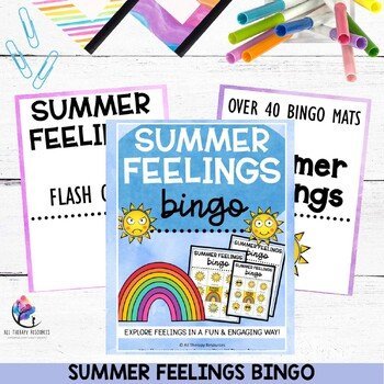 SUMMER ACTIVITIES Feelings Bingo - Identifying and Recognizing Emotions SEL Game - Image 2