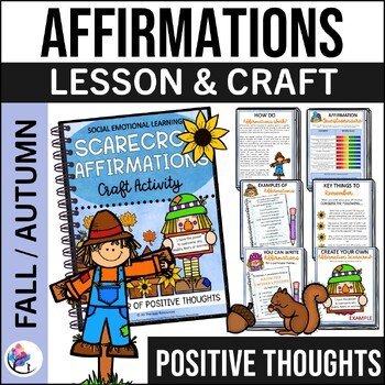 FALL COUNSELING ACTIVITIES - Affirmations Scarecrow Fall Craft & Writing SEL