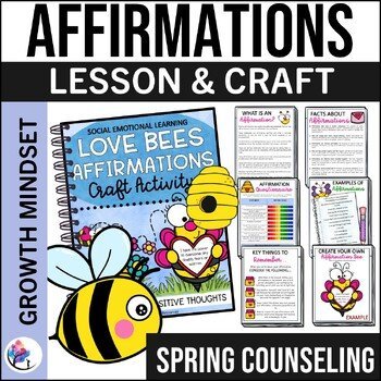 Growth Mindset Positive Affirmations Love Bee Craft Activity Counseling
