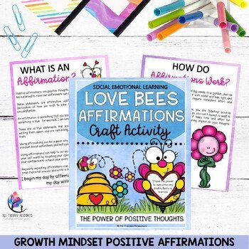 Growth Mindset Positive Affirmations Love Bee Craft Activity Counseling - Image 2