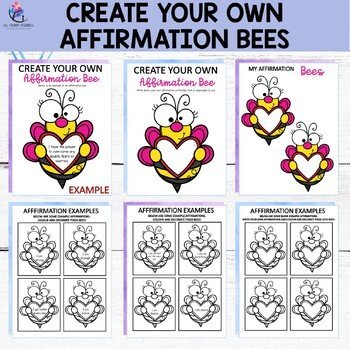 Growth Mindset Positive Affirmations Love Bee Craft Activity Counseling - Image 3