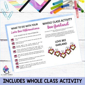 Growth Mindset Positive Affirmations Love Bee Craft Activity Counseling - Image 4