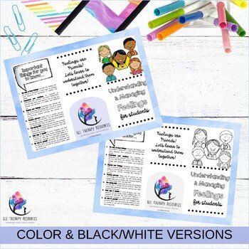 FEELINGS & EMOTIONS Counseling Brochure for Kids - SEL School Counselor Resource - Image 4