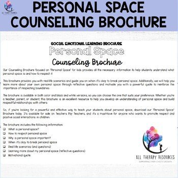 PERSONAL SPACE BROCHURE - School Counseling Brochure - SEL Counselor Resource - Image 3