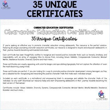 CHARACTER EDUCATION CERTIFICATES - Counseling Certificates for Teenagers - Image 3