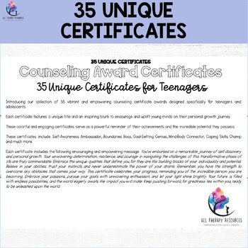 COUNSELING AWARD CERTIFICATES for Teenagers - Promote Positive Behavior - Image 3