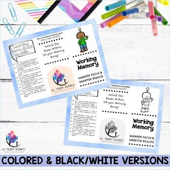 WORKING MEMORY SKILLS BROCHURE - Executive Functioning Skills School Counseling - Image 4