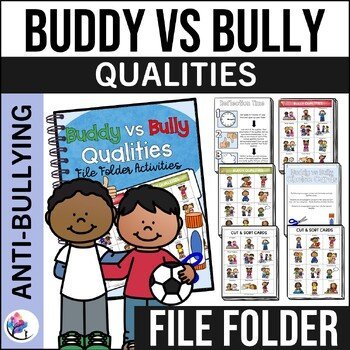 BULLYING Lessons File Folder - Buddy vs Bully Bullying I Counseling Lesson